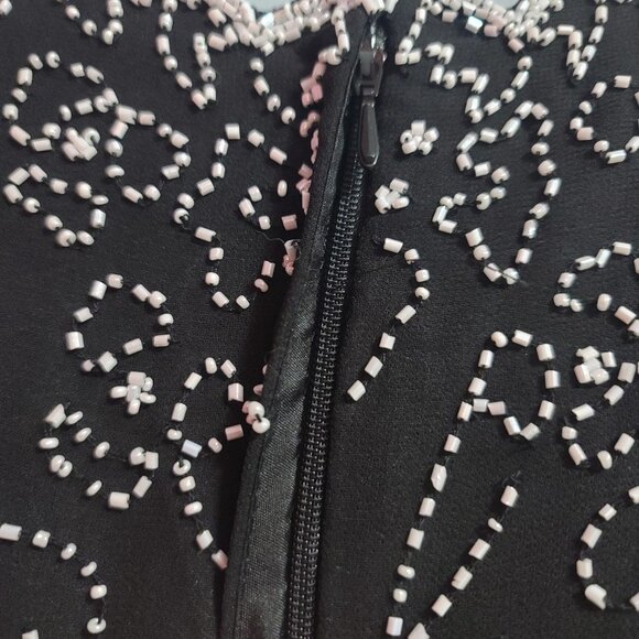 JMD Black with white beads floral tank top womans large - Picture 3 of 7